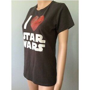 Women's Star Wars I Love Star Wars Top T Shirt Gray Short Sleeve Cotton Blend S